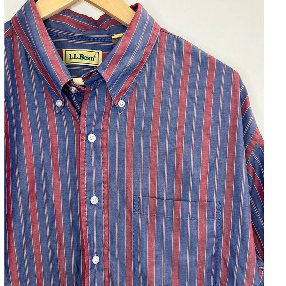 Vintage Striped L.L. Bean‎ Long Sleeve Mens Button Up Size XL 90s Office - Picture 3 of 5